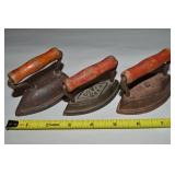 (3) Antique Miniature Sad Irons incl Dover Cast