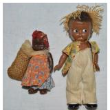 (2) Vtg Black Americana Dolls w/ Japan Ceramic