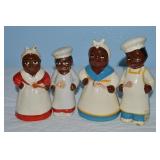 (2) Vtg Prs Ceramic Black Americana Salt & Pepper
