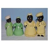 (2) Vtg Prs Ceramic Black Americana Salt & Pepper