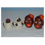 (2) Vtg Pairs Ceramic Black Americana Salt &