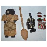 Vtg Wooden Black Americana Lot w/ Man in a Barrel