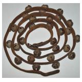 Antique 29pc Brass Sleigh Bells on Leather Strap