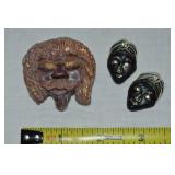 (3) Vtg Brooch Lot w/ (2) Blackamoor Head Pins