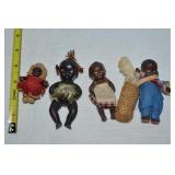 (4) Vtg/Antique Black Americana Ceramic Dolls w/