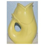 2006 Gurglepot Fish Ceramic Pitcher Yellow 9'