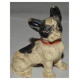 Vtg Cast Iron Painted Bulldog Puppy Figure 3.25t