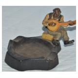 Antique Cast Iron Black Americana Banjo Player