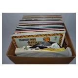 Bankers box of Vintage Vinyl Record Albums Mixed