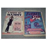 (2) Vtg Black Americana Sheet Music Turkey in