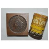 Vtg Brooks Big Coin Wooden Indian Head Penny