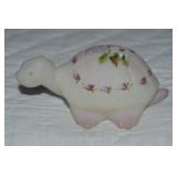 Fenton Burmese Handpainted Art Glass Turtle 4"