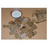 Ball Jar of (100) US Wheaties Pennies Mixed Dates