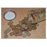 Ball Jar of (100) US Wheaties Pennies Mixed Dates