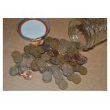 Ball Jar of (100) US Wheaties Pennies Mixed Dates