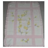 Vintage Handmade Crib Quilt w/ Pink Border Yellow