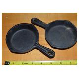(2) Vintage Cast Iron 3.5" Mini Skillet Pans