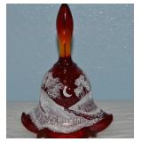 Fenton Amberina Glass Handpainted Moonlit Field