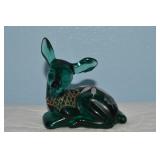 Fenton Art Glass Fawn Deer Spruce Green 4"