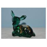 Fenton Art Glass Fawn Deer Spruce Green Hand