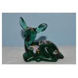 Fenton Art Glass Fawn Deer Spruce Green Grape