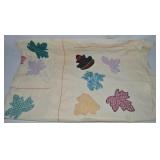 Vintage Handmade Leaf Pattern Sheet/Thin Quilt