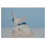 Fenton Art Glass Fawn Deer White Satin Pink