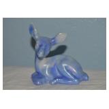 Fenton Art Glass Fawn Deer Blue Slag Iridized 4"