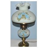 Fenton Handpainted Blue Roses Custard Glass