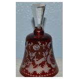 Vtg Czech Bohemian Ruby Red Cut Crystal Bell