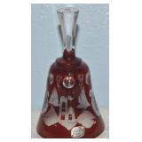Vtg Czech Bohemian Ruby Red Cut Crystal Bell