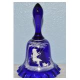 Vtg Mary Gregory Handpainted Cobalt Blue Glass