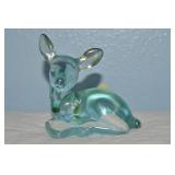 Fenton Art Glass Fawn Deer Aquamarine Blue