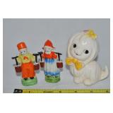 Vtg Japan Ceramic Man & Woman + Cute Dog Fig