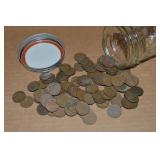 Ball Jar of (100) US Wheaties Pennies Mixed Dates