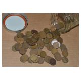 Ball Jar of (100) US Wheaties Pennies Mixed Dates