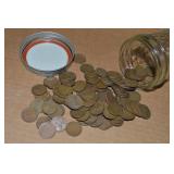 Ball Jar of (100) US Wheaties Pennies Mixed Dates