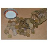 Ball Jar of (100) US Wheaties Pennies Mixed Dates