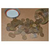 Ball Jar of (100) US Wheaties Pennies Mixed Dates