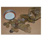 Ball Jar of (100) US Wheaties Pennies Mixed Dates