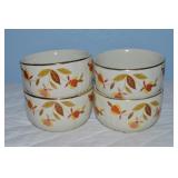 (4) Vtg Hull Jewel Tea Autumn Leaf Custard Cups