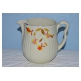 Vtg Hull Jewel Tea Autumn Leaf Ribbed 6" Pitcher
