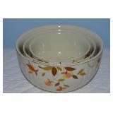 3pc Vtg Hull Jewel Tea Autumn Leaf Nesting Bowl