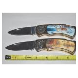 (2) Wildlife Pictorial Locking Blade Knives -