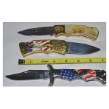 (3) US Flag & Eagle + Polar Bear Pictorial Knives