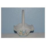 Fenton Art Glass White Satin Handpainted Florals