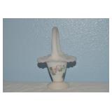 Fenton Art Glass White Satin Rose Garden Basket
