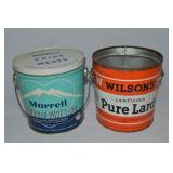 (2) Vintage Pure Lard Tins w/ Wilson