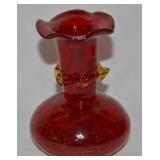 Vtg Pilgrim Amberina w/Applied Amber Rigaree Glass