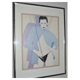 Patrick Nagel 1989 Woman in Purple Shirt Framed